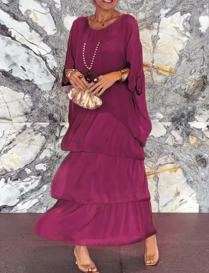 Caroline | Vestido Maxi de Cuello Redondo Suelto