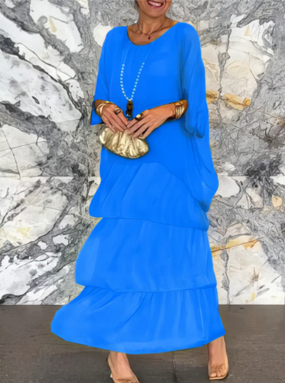 Caroline | Vestido Maxi Suelto con Cuello Redondo