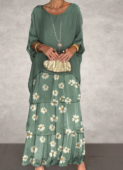 Caroline | Vestido Maxi de Cuello Redondo Suelto