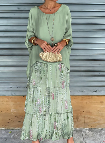 Caroline | Vestido Maxi de Cuello Redondo Suelto