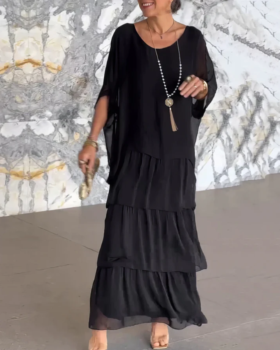 Caroline | Vestido Maxi de Cuello Redondo Suelto