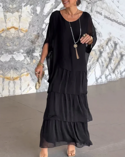 Caroline | Vestido Maxi Suelto con Cuello Redondo