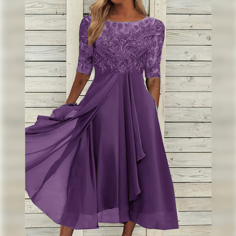 Scarlett™ - Vestido Midi con Mangas de Encaje