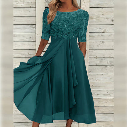 Scarlett™ - Vestido Midi con Mangas de Encaje