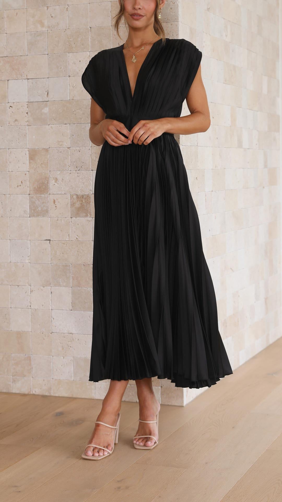 ALIYAH – VESTIDO MIDI PLISADO ELEGANTE