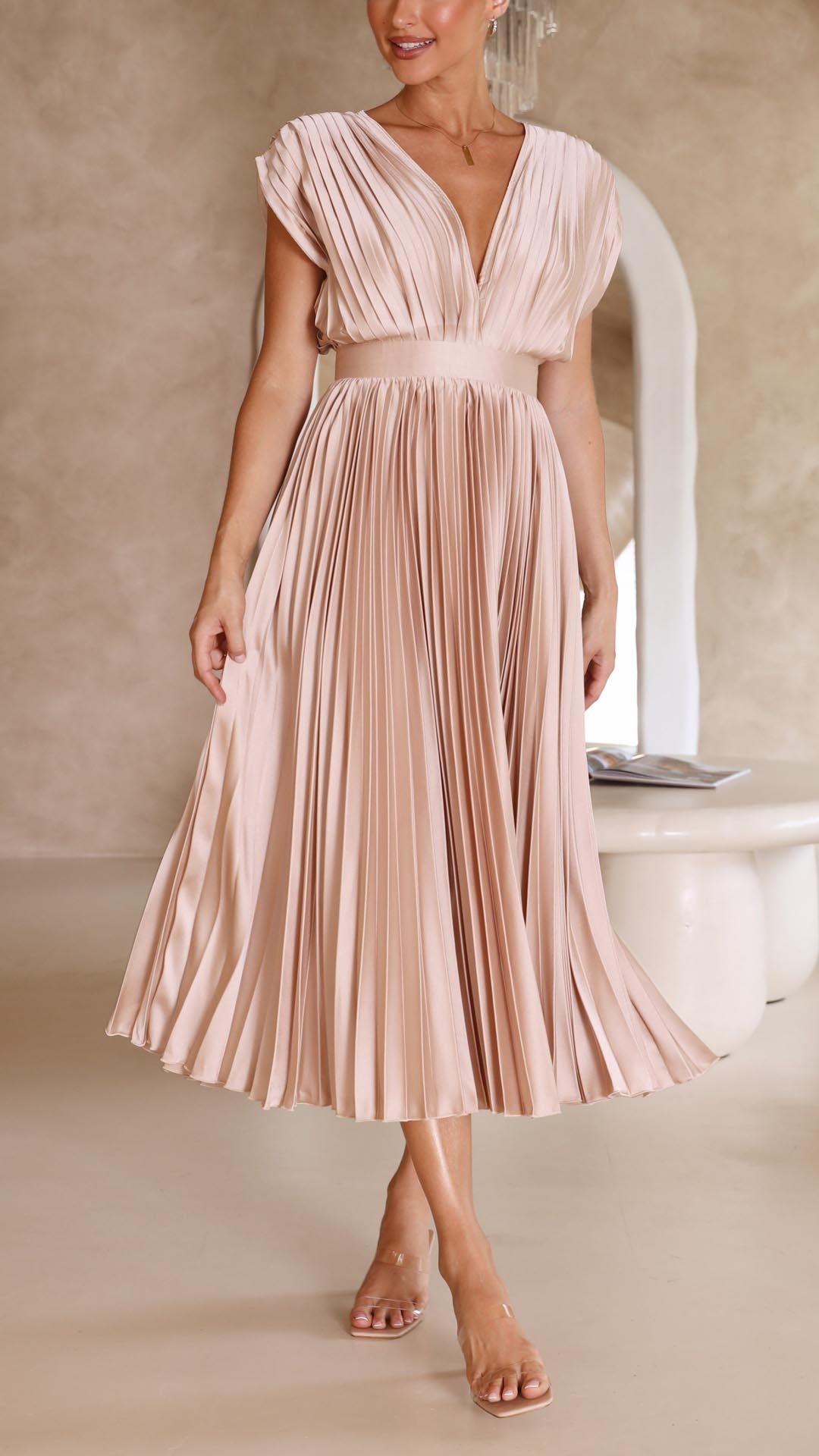 ALIYAH – VESTIDO MIDI PLISADO ELEGANTE