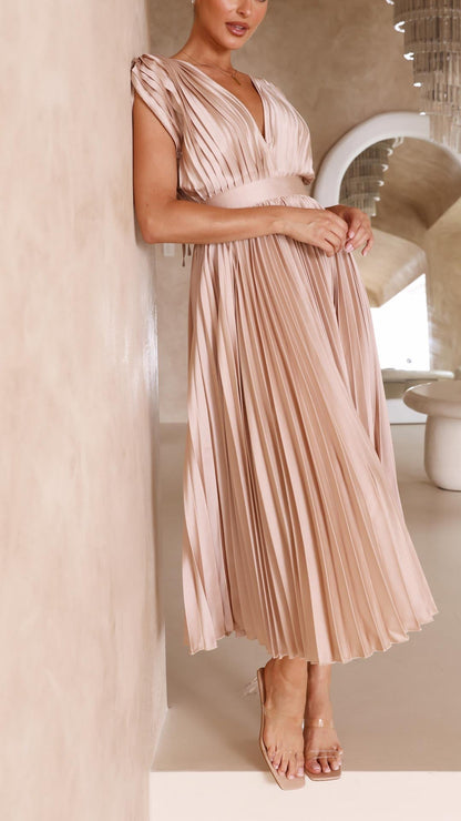 ALIYAH – VESTIDO MIDI PLISADO ELEGANTE