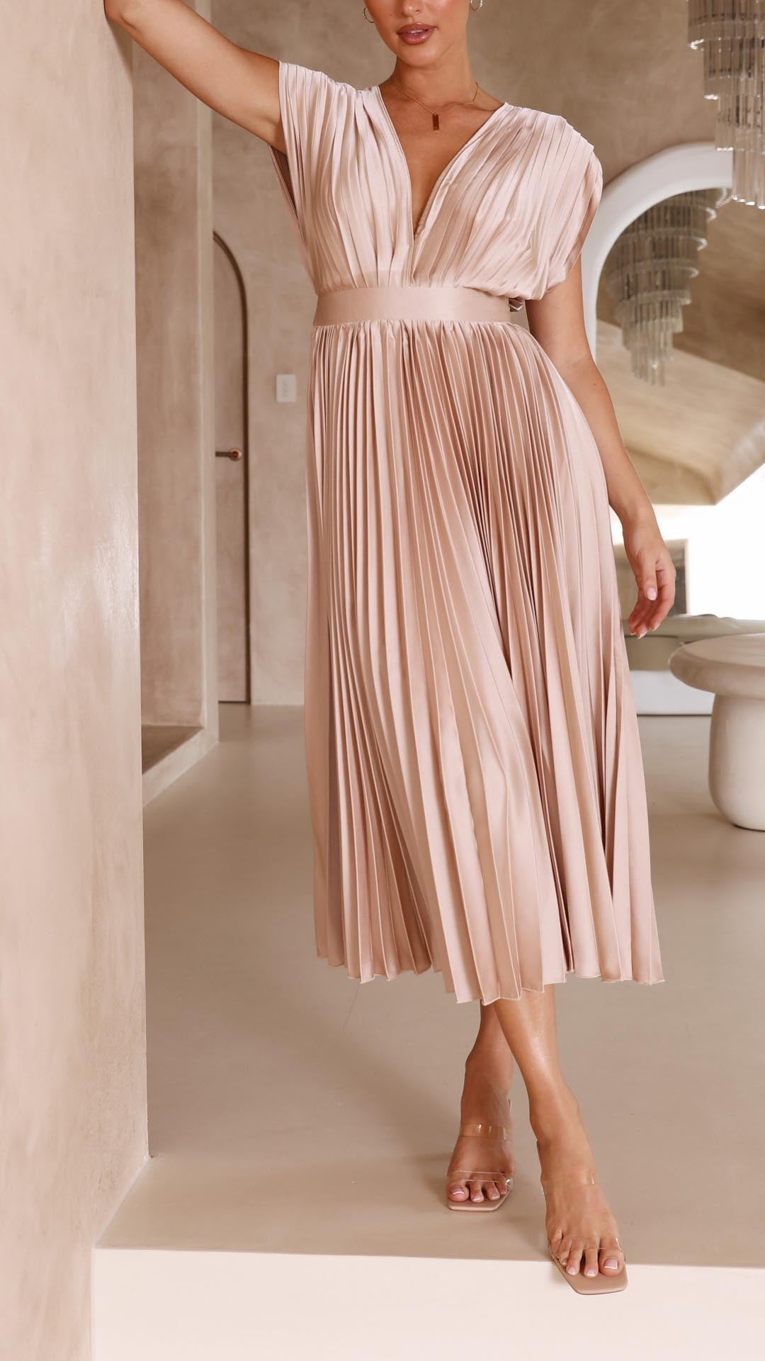 ALIYAH – VESTIDO MIDI PLISADO ELEGANTE