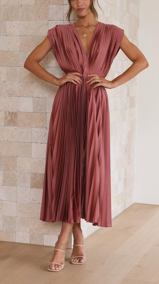 ALIYAH – VESTIDO MIDI PLISADO ELEGANTE
