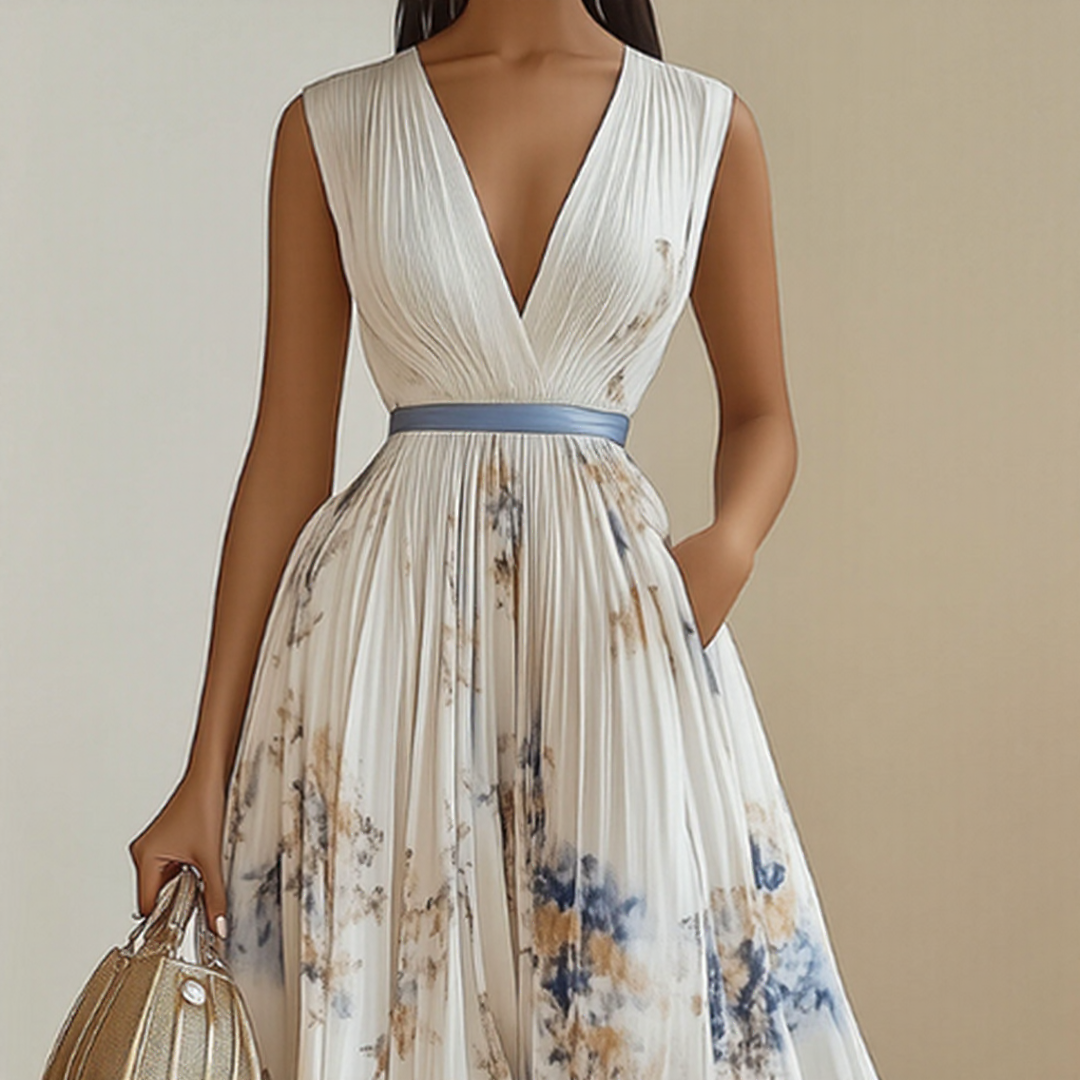 Vestido Maxi Plisado Elegante Roma