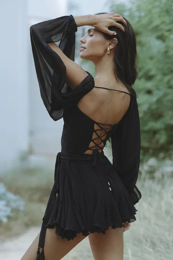Layla | Vestido Mini Juguetón con Mangas de Globo