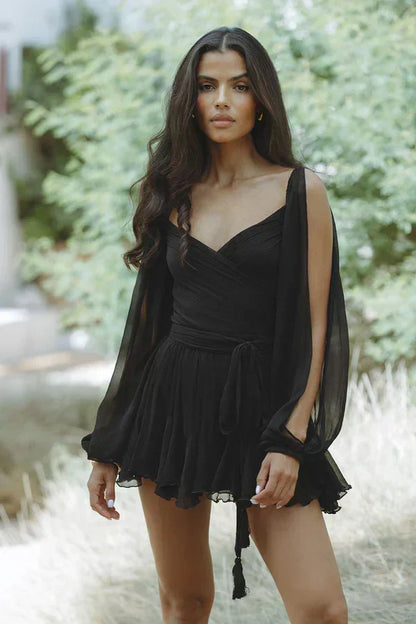 Layla | Vestido Mini Juguetón con Mangas de Globo