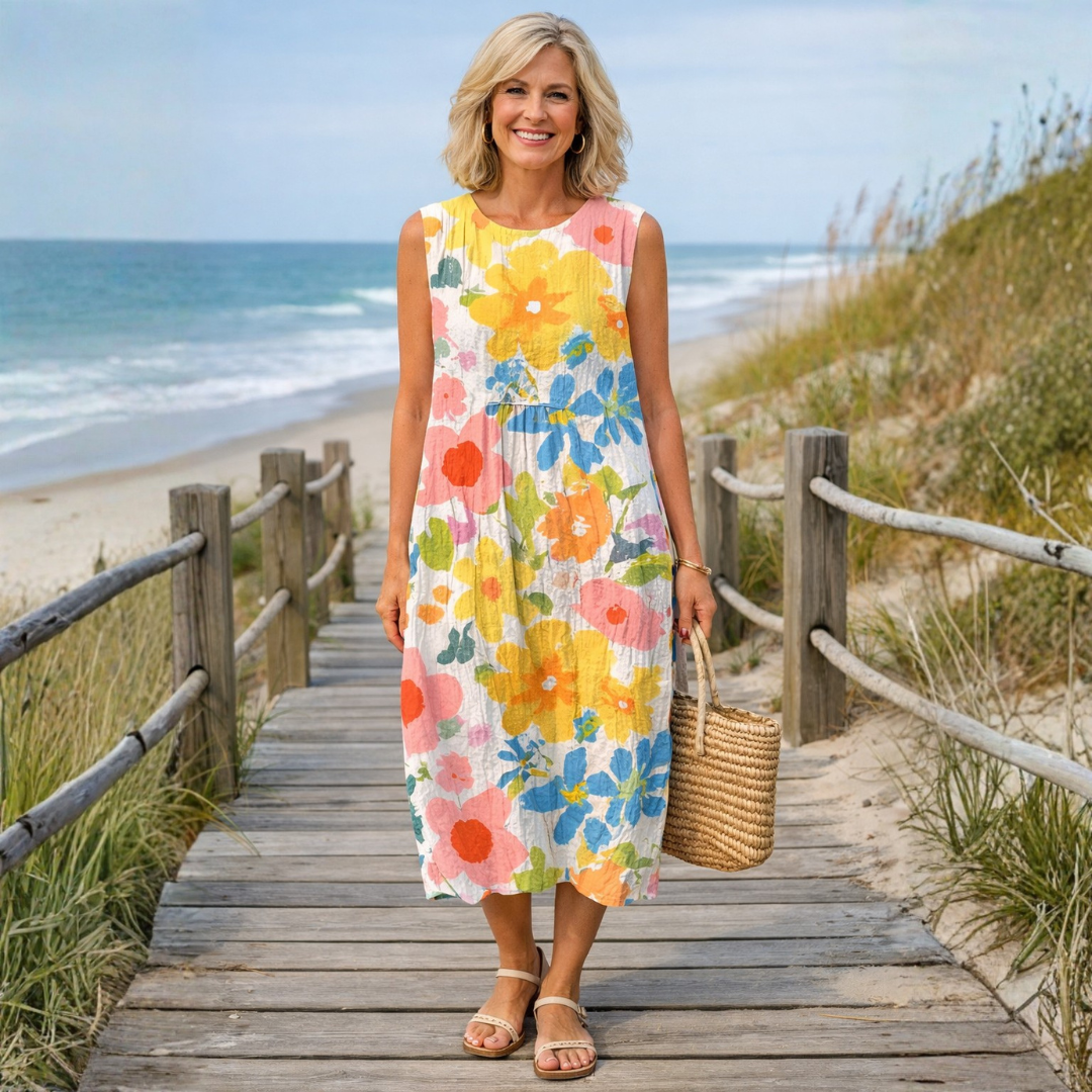 Ella | Vestido Midi de Flores Pastel