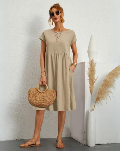 MILLA - VESTIDO CASUAL DE VERANO DE CUELLO REDONDO Y AJUSTE SUELTO