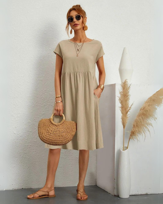 MILLA - VESTIDO CASUAL DE VERANO DE CUELLO REDONDO Y AJUSTE SUELTO