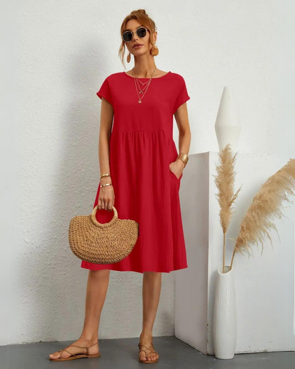 MILLA - VESTIDO CASUAL DE VERANO CON CUELLO REDONDO Y AJUSTE SUELTO