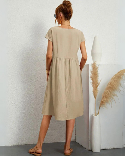 MILLA - VESTIDO CASUAL DE VERANO DE CUELLO REDONDO Y AJUSTE SUELTO