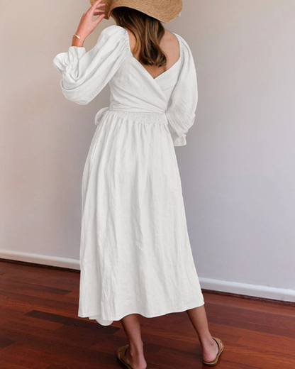 Ophelia - Vestido Midi con Mangas de Volantes