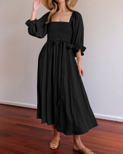 Ophelia - Vestido Midi con Mangas de Volantes