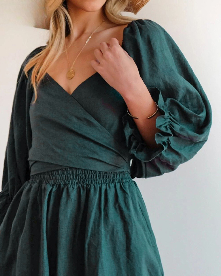 Ophelia - Vestido Midi con Mangas de Volantes