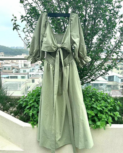 Ophelia - Vestido Midi con Mangas de Volantes
