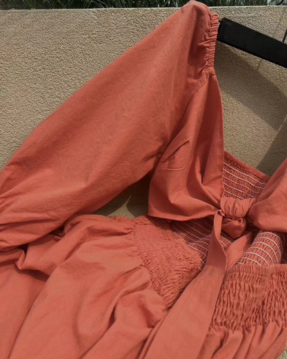 Ophelia - Vestido Midi con Mangas de Volantes