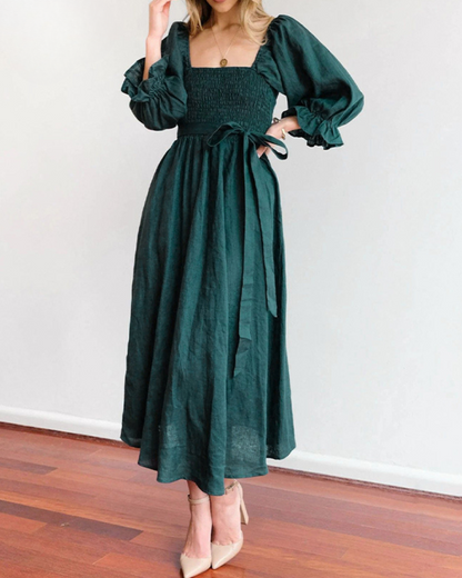 Ophelia - Vestido Midi con Mangas de Volantes