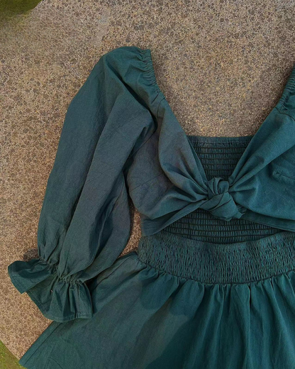 Ophelia - Vestido Midi con Mangas de Volantes