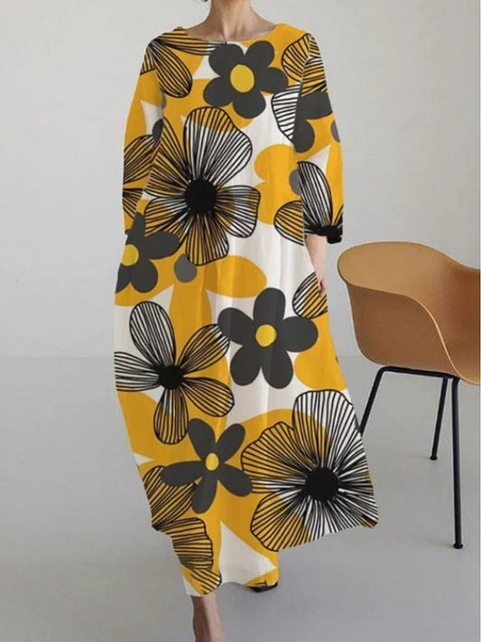 Vida - Vestido Floral de Cuello Redondo Suave y Chic