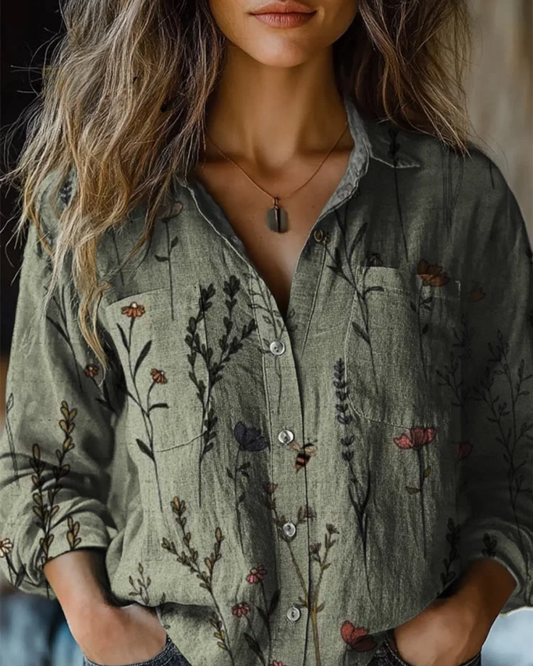 Georgeena | Camisa de Manga Larga de Algodón Vintage