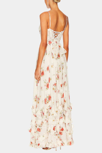 Luna Vestido Maxi Corsé Floral
