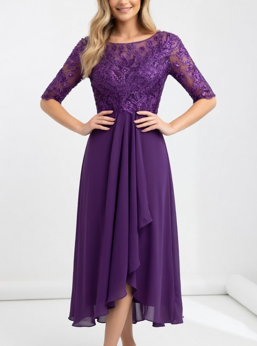 Vestido midi de encaje - Elegancia atemporal para mujer