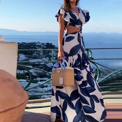 Maxi Mariposa de Verano: Vestido de Moda para Mujer con Escote en V y Espalda Descubierta