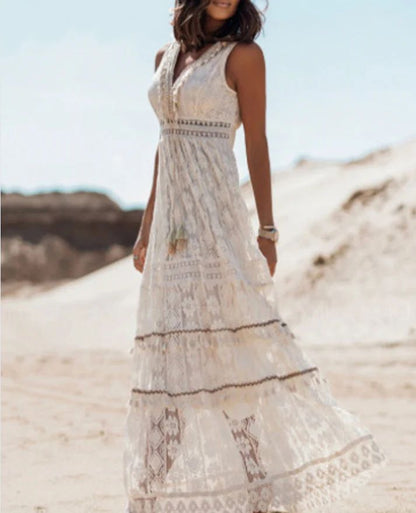 Emerson - Vestido Boho de Cuerda con Borlas Vintage
