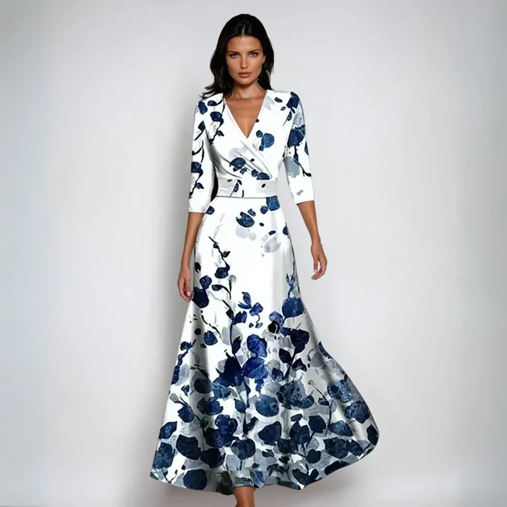 Elisa - Vestido Maxi Envoltura Elegante con Flores