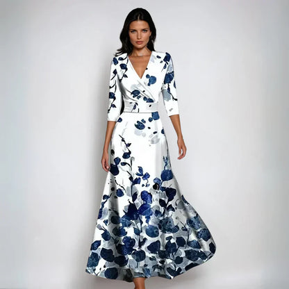 Elisa - Vestido Maxi Envoltura Elegante con Flores