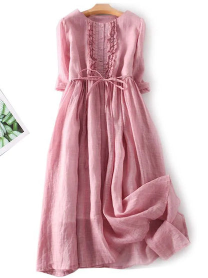 Arya - Vestido de Cuello Redondo con Encaje y Cintura para Mujeres