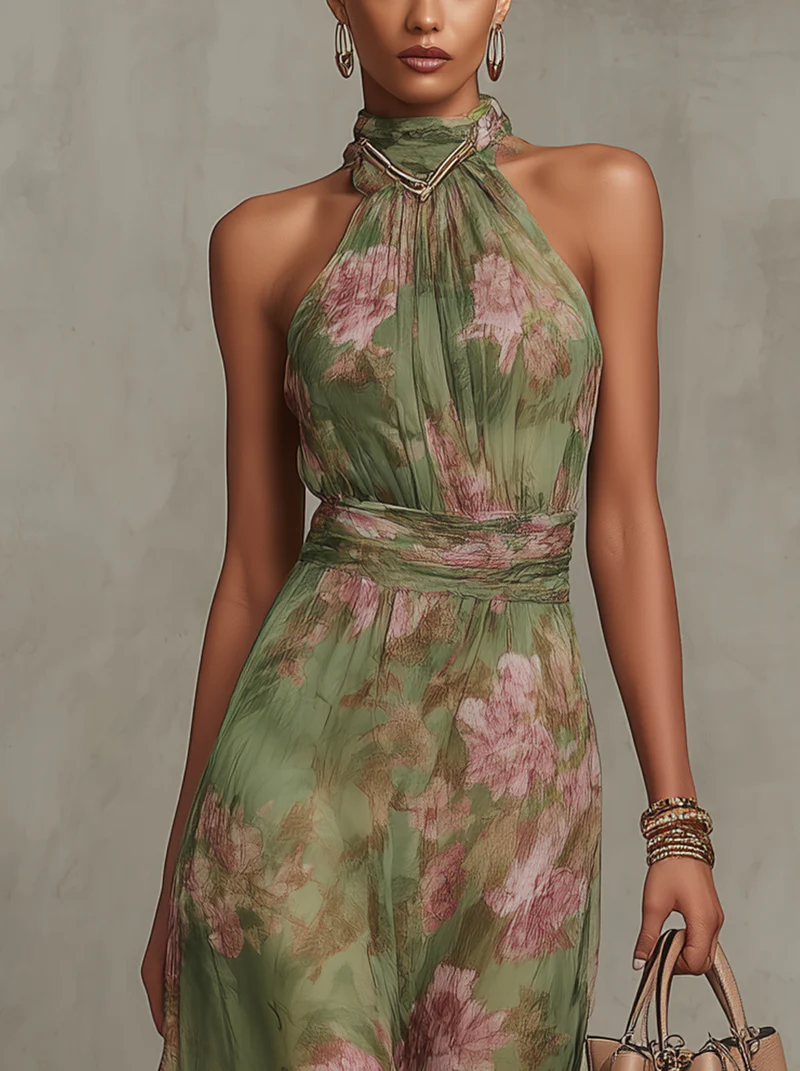 Livia - Vestido Maxi Halter Floral