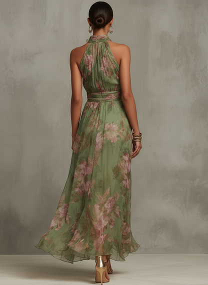 Serena | Elegante vestido largo floral fluido que realza la silueta