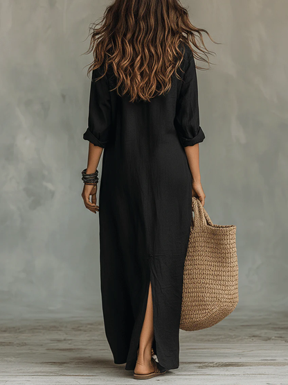 Soline | Vestido Maxi Fluido con Botones Frontales
