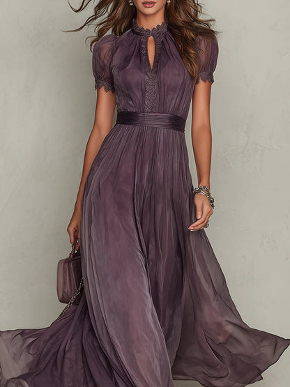 Petra - Vestido Largo Elegante de Encaje y Detalles Refinados