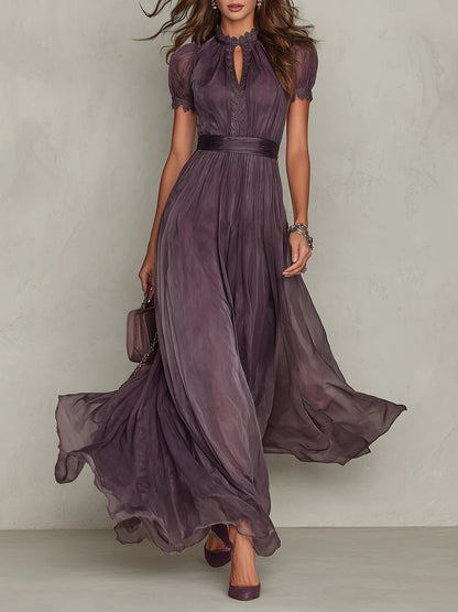 Petra - Vestido Largo Elegante de Encaje y Detalles Refinados