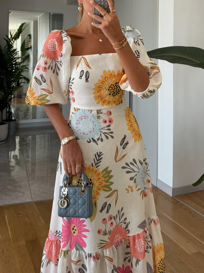 CAMILLE – VESTIDO CON MANGAS VOLANTES ELEGANTE EN FLORAL