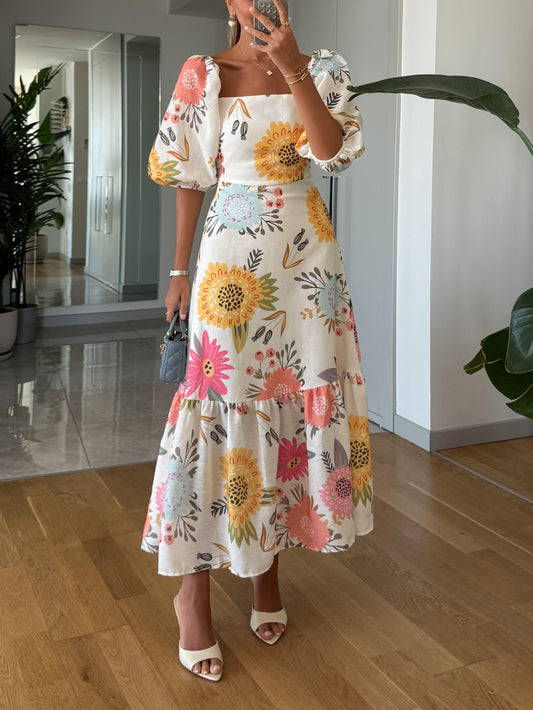 CAMILLE – VESTIDO CON MANGAS VOLANTES ELEGANTE EN FLORAL