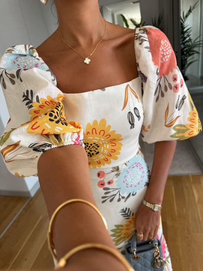 CAMILLE – VESTIDO CON MANGAS VOLANTES ELEGANTE EN FLORAL
