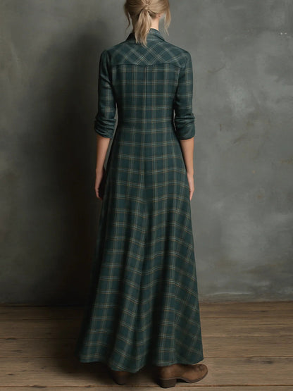 Harper - Vestido Camisón Maxi a Cuadros Western