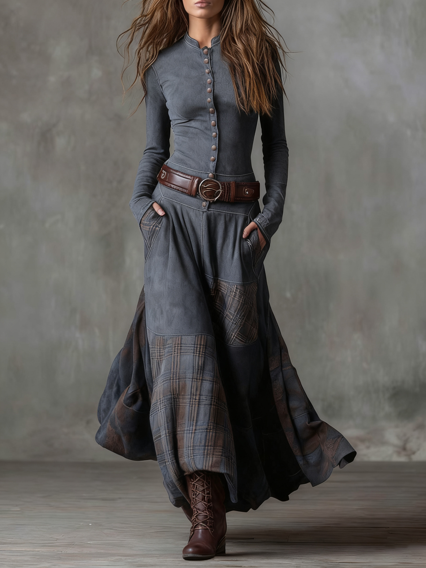 Zoraya | Vestido Largo con Paneles Artesanales