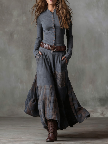 Zoraya | Vestido Largo con Paneles Artesanales