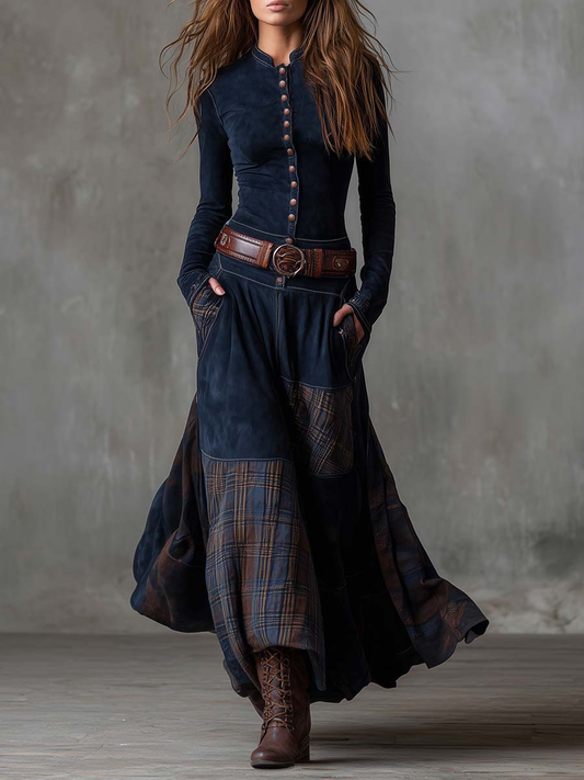 Zoraya | Vestido Largo con Paneles Artesanales
