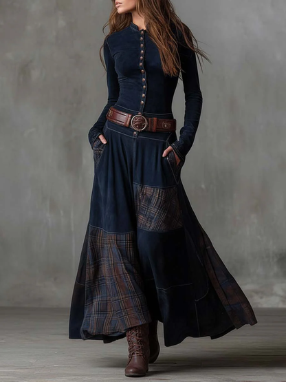 Zoraya | Vestido Largo con Paneles Artesanales
